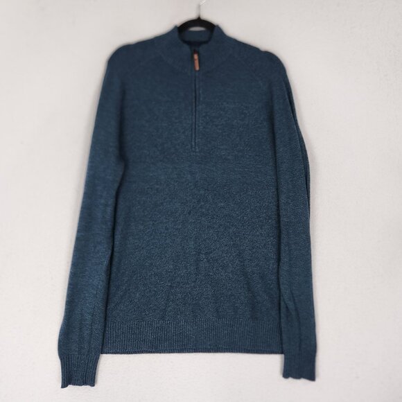 Smartwool Sweater Mens Large Blue Ripple Ridge Half Zip Merino Wool Blend - Picture 1 of 11